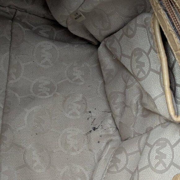 MICHAEL KORS Beige Croco Large Hamilton Whip-Stitch Chain Shoulder Bag  Satchel - Picture 12 of 15